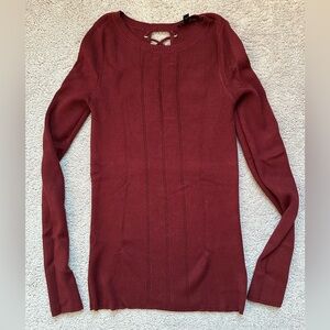 Express Burgundy Crew Neck Sweater with Slim Fit